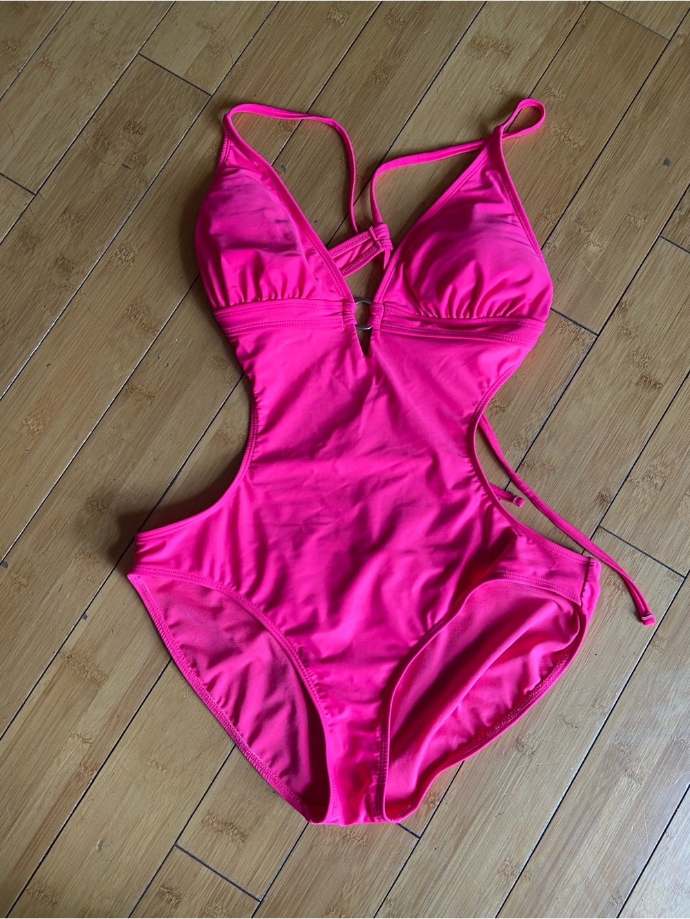 Hot Pink Cutout One-Piece Swimsuit